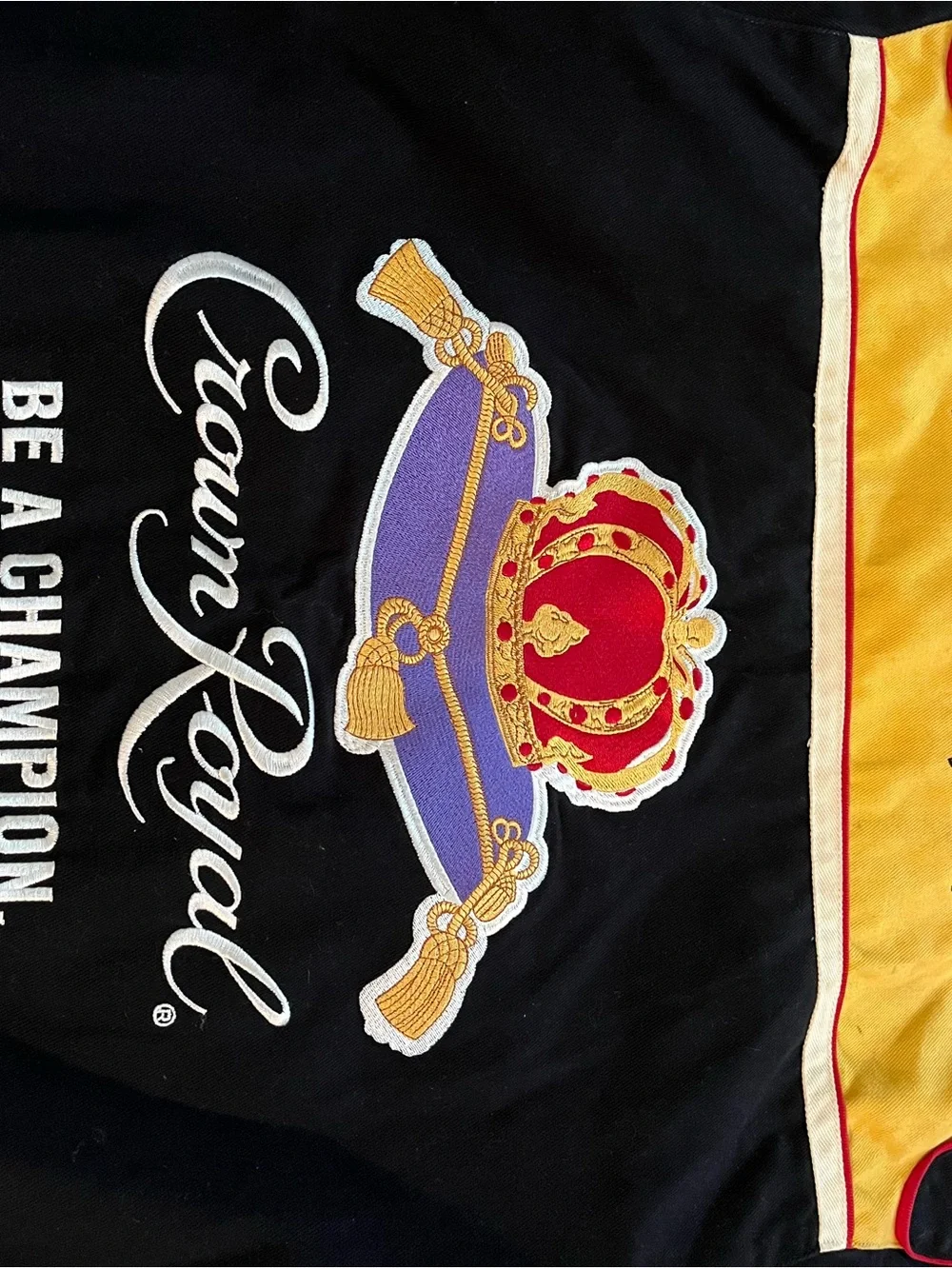 Nascar Crown Royal Black and Yellow Racing Bomber Jacket Jamie McMurray XL